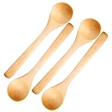 Cucharas pequeñas de madera, 4 Uds. Mini cucharas de madera de 5, 1x1, 2, cuchara portátil para azúcar, exfoliantes, especias, helado, sales de baño, café, té