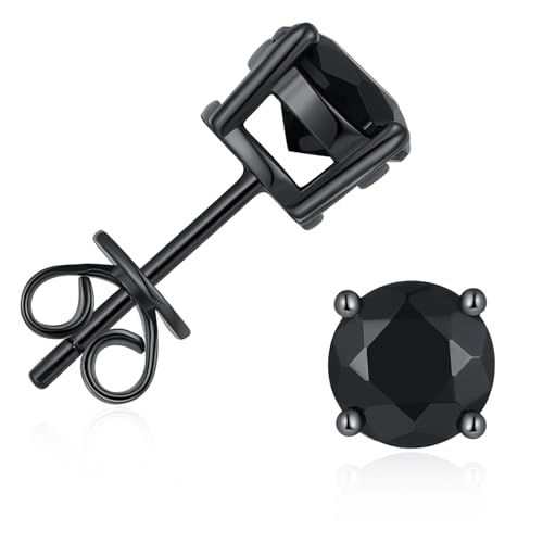925 Sterling Silver Black Earrings for Men, Natural Black Onyx Stud Earrings for Women Hypoallergenic Perfect Jewelry Gifts