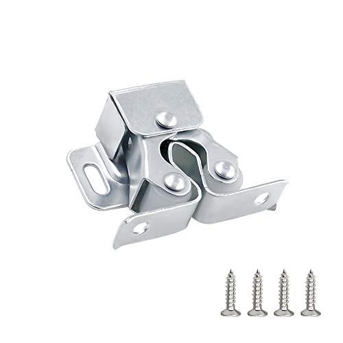 Luomorgo 24 Pack Double Roller Catch Cabinet Latches with Spear Strike for Cupboard Closet Door, Silver