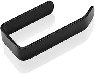 HONZUEN Self Adhesive Toilet Roll Holder, Black Toilet Roll Holder with 3M Glue, No Drilling Required Toilet Paper Roll Holder, Toilet Tissue Dispenser for Washrooms, Bathrooms, Kitchens