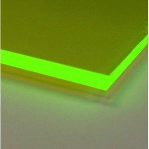 1/4" (0.236") Green Fluorescent Neon Acrylic Plexiglass Sheet 11.875"x11.875" Cast 6mm Thick Nominal Size Azm