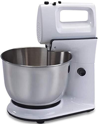 Professioneller Standmixer 4 Liter, elektrische 300-W-Edelstahlschüssel, 5-Gang-Standmixer oder Handmixer, 2 Schläger, 2 Haken, weiß