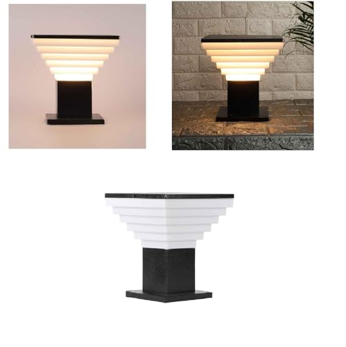 Image of Areezo Waterproof Outdoor Gate Light for Main Gate Pillar - Modern LED /Holder Based Lamp for Home, Garden & Balcony (Pack of 3, Deluxe Black)