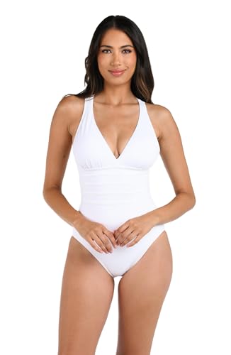 La Blanca Island Goddess Multi Strap Cross Back jednoczęściowy strój kąpielowy 1 damski strój kąpielowy, biały, 40