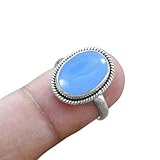 Solid 925 Sterling Silver Ring For Womens Natural Blue Chalcedony Ring Sterling Silver Engagement Ring Blue Gemstone Ring