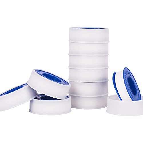 CeAnGye - 10 Rolls Teflon Tape, 0.47 x 393 inch Sealing Plumbing Tape, White PTFE Tape, Thread Plumbers Tape for Pipes Angle Valve Hose