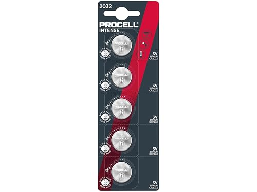 Procell Batteria Al Litio, Batteria A Bottone, Cr2032, 3 V Intense, Confezione Da 5