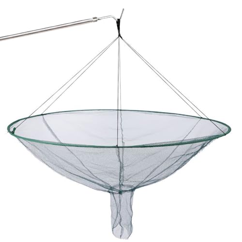 Xweptuy Drop Net Dia. 39in Foldable Portable Pier Fishing Net with Dual Line Structure Knottable Fish Release Opening Sturdy Heavy-Duty Bridge for Shrimp, Crab