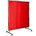 Mophorn Welding Screen with Frame 6' x 6', Welding Curtain with 4 Wheels, Welding Protection Screen Red Flame-Resistant Vinyl, Portable Light-Proof Professional