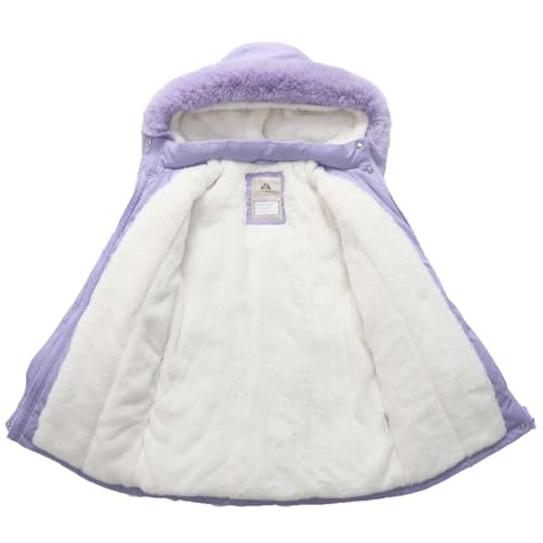 Girl Winter Fleece Coat Long Puffer Jacket with Faux Fur Hood Waterproof Clothes3
