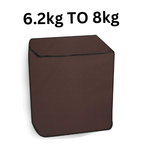 Image of Home Dressing Solid Color Semi Automatic Washing Machine Cover for 6kg, 6.5kg, 7kg, 7.5kg, 8kg, Fits for All Semi Washing Machines, Waterproof & Dustproof Size (31.5x20x34) inches (Brown)
