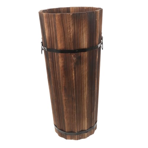 Porte-parapluie bois carbonisé haut de gamme avec support de cannes modèle 7002