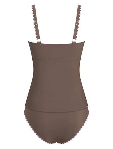 Image of ZAFUL Tankini Swimsuits for Women Tummy Control High Waisted Twist Front Ruched Two Piece Bathing Suit