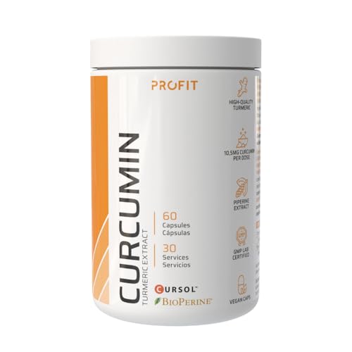 PROFIT Curcumin Turmeric Extract 500 mg – 60 Cápsulas – Extracto de Cúrcuma, Antioxidante Natural con Piperina – Apoyo Salud Articular, Inmunitario y Anti-Inflamatorio