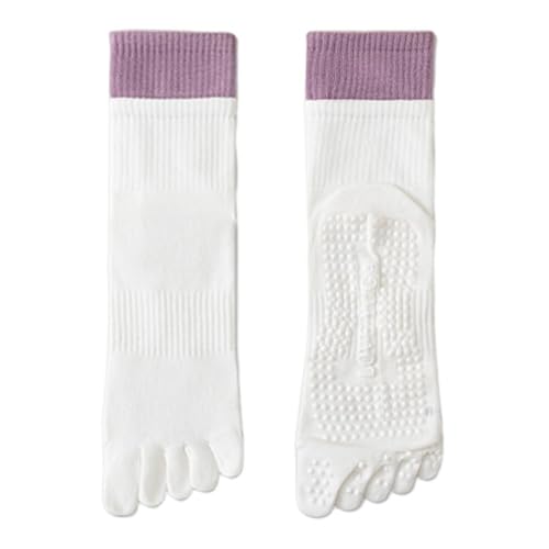 SHINROAD Calcetines de yoga sin deslizamiento, 1 par de dedos de los pies con transpirabilidad, transpirables, transpirables, pilates, atléticos, fitness, deporte, con frío medio, para fitness de