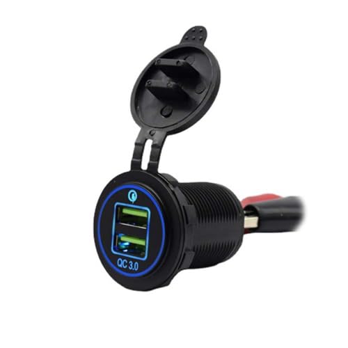 USB Fast Charging Charger Modified Dual QC3.0 with Blue Light Input 12/24V Output 5V for Marine Truck Motorcycle Car etc