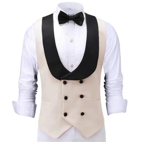 Mens Double Breasted Tuxedo Suit Vest Solid Color Shawl Lapel Wedding Business Work Waistcoat2