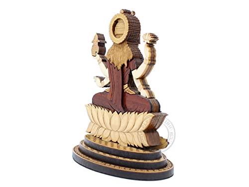 Estatua de Diosa Lakshmi tallada en madera de 4 pulgadas miniatura 5