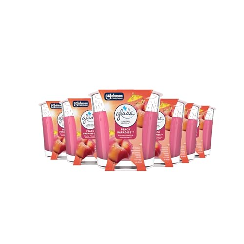 Glade Duft-Kerze im Glas 6er Pack Peach Paradise bis zu 27 Stunden Brenndauer (6 x 112g)
