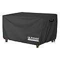 ULTCOVER Rectangular Gas Fire Pit Table Cover 44x28 inch Waterproof Heavy Duty Firepit Cover, Black