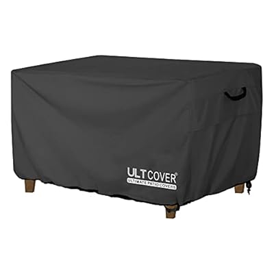 ULTCOVER Rectangular Gas Fire Pit Table Cover 44x28 inch Waterproof Heavy Duty Firepit Cover, Black
