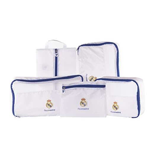 Real Madrid Organizador de Equipaje - Producto Oficial del Equipo, con 5 Piezas Diferentes y Fabricado en Nylon muy Ligero para No Añadir Peso a la Maleta