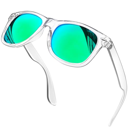 KANASTAL Lunettes de Soleil Polarisées Homme Femme Mode Lunette de Soleil Vert Rectangulaire Légère Classique Style UV400