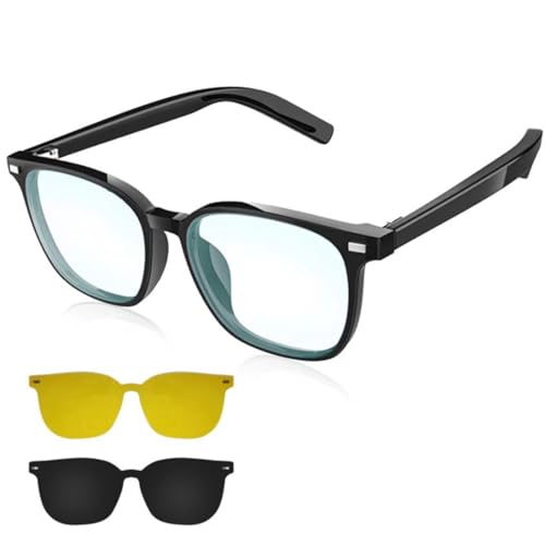 Bluetooth Smart Glasses for Men Women, Anti Blue Light & UV400 Polarised Magnetic Lenses, Auto On/Off, Call/Music, Audio Glasses with Speaks, Intelligent Sunglasses for Travel/Driving/Workin