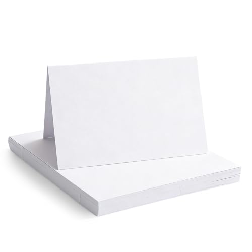 XRVRILE Lot de 50 cartes pliantes vierges pliantes à créer, écrire ou imprimer - Cartes de table de mariage - Cartes de menu vierges - Pour anniversaire, fête, baptême - Blanc