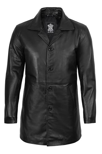 Image of fjackets Men's Leather Coat - Real Lambskin 3 /4 Length Long Jacket | Carcoat Style Outerwear