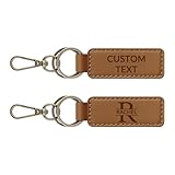 JUBOPE Personalized Leather Keychain, Custom Double-Side Engraved Keychain with Initials, Name or Text, Personalised Gifts for Men, Dads, Husbands, Boyfriends