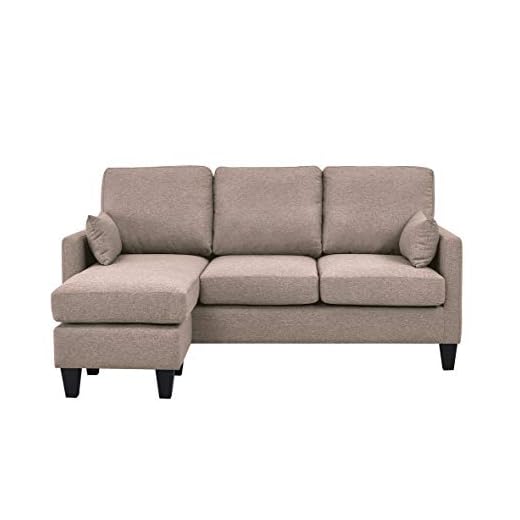 Astan Hogar AH-AR40700AR Lena-Sofá Cama 3 Plazas con Chaise Longe, Tapizado Tela, Arena,