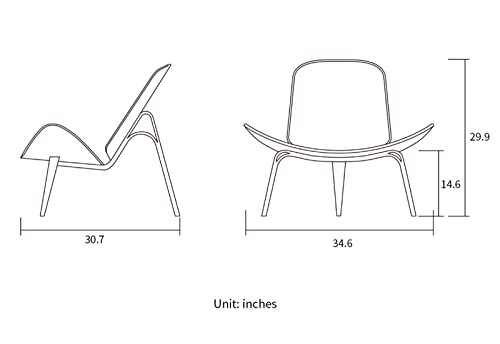 Zefison Hans Wegner Style Three- Legged Shell Chair Ash Plywood White Faux Leather Accent Chair Living Room Furniture Mid-Century Modern Shell Chair (Wood Color-White) #TOP2