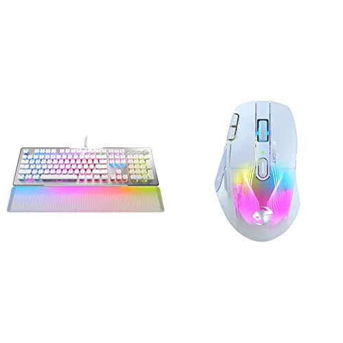 Roccat Kone Xp Air – Wireless Customizable Ergonomic Rgb Gaming Mouse – White & Vulcan Ii Max – Optical-Mechanical Pc Gaming Keyboard With Customizable Rgb Illuminated Keys And Palm Rest, White #TOP14