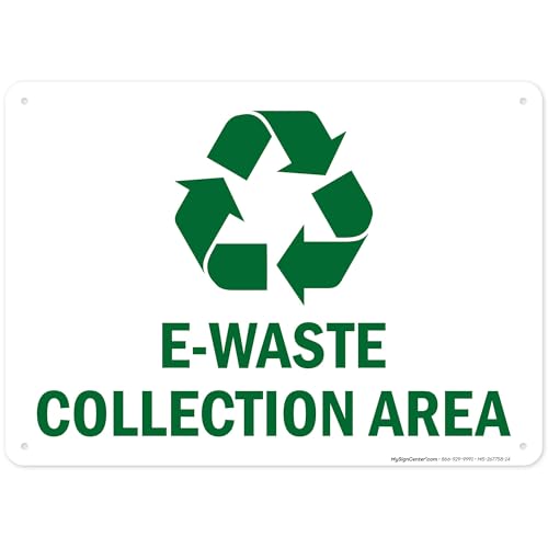 E Waste Collection Area Sign, 10x14 Inches, Rust Free .040 - Import It All