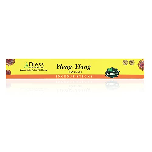 Bless-Ylang-Ylang-Incense-Sticks 100%-Natural-Handmade-Hand-Dipped-Incense-Sticks Organic-Chemicals-Free For-Purification-Relaxation-Positivity-Yoga-Meditation The-Best-Woods-Scent (25 Sticks (40Gm)) #TOP1