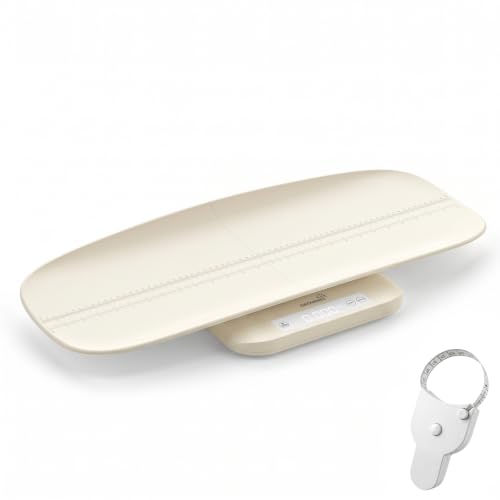 Image of GROWNSY Digital Baby Scale & Pet Scale Up to 330 lbs, Beige | Accurate Weighing, 330 lb Capacity, Hold Function, 27 inch Height Measurement and Measuring Tape, LED Display, 5 Weighing Units