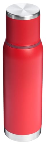 Image of Stanley Adventure-To-Go Vacuum Bottle 1.1 qt | Wide Mouth with Leakproof Cup Lid | Keep Drinks Hot or Cold | Packable for Travel | Insulated Stainless Steel Thermal Bottle | BPA-Free | Chili Red