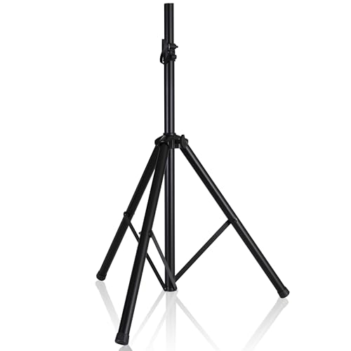 Pyle Pied d’Enceinte, Support Haut-Parleur universelle, Trépied robuste, Support d’Enceinte Pliable avec hauteur réglable de 100 à 180 cm, Insert 35 mm, Charge 60 kg, Noir