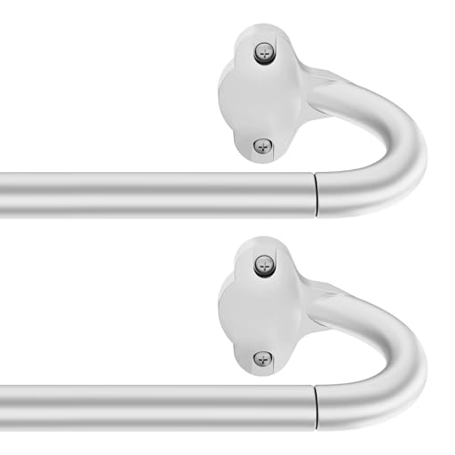 Wrap Around Blackout Curtain Rod 36-88 Inch (3-7.3 Ft), 5/8" Adjustable Curved Window Rod for Room Darkening, Modern Single Drapery Rod for Living Room Windows, Silver, 2 Pack