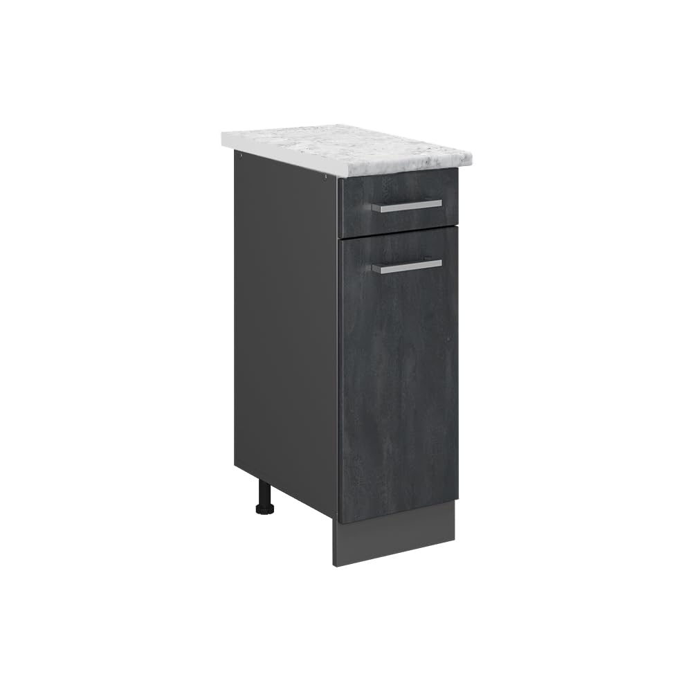 Vicco Kitchen base cabinet Raul, Black concrete, 30 cm WT Marble, for flexible combination within modular kitchen systems — image 1