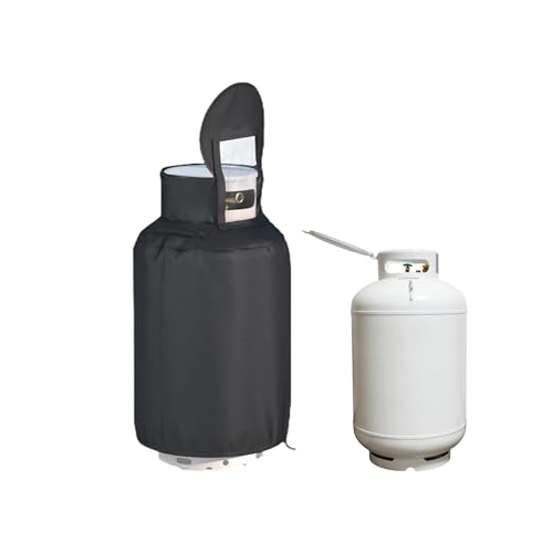 420 lb Propane Tank Cover, Heavy Duty 600D Waterproof and Dustproof Oxford Fabric, Double Fabric, Top Zipper Design for Easy Opening and Closing of Valves, for 420 lb Propane Tanks, Black