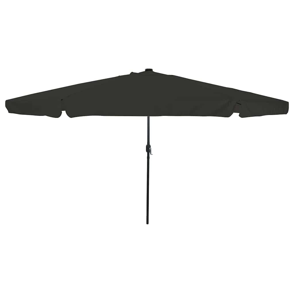 Parasol ogrodowy, piaskowy, antracyt, z ochroną UV, przegubem korbowym, stabilnym masztem, oświetleniem LED i wiatroszczelnym stojakiem na parasol, na balkon, taras, do ogrodu, na kemping