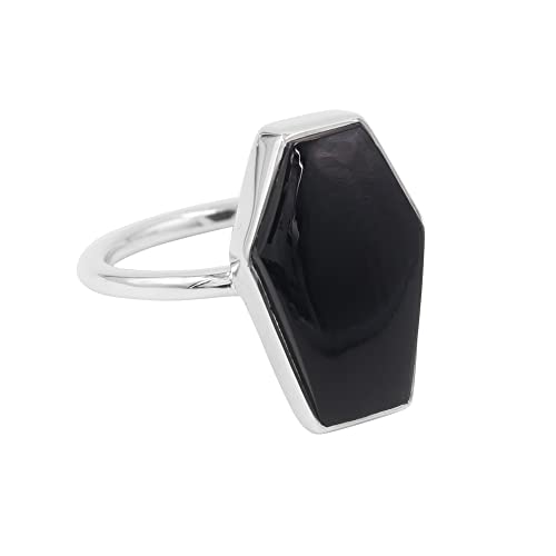 Bague en argent sterling avec onyx noir véritable pour femme