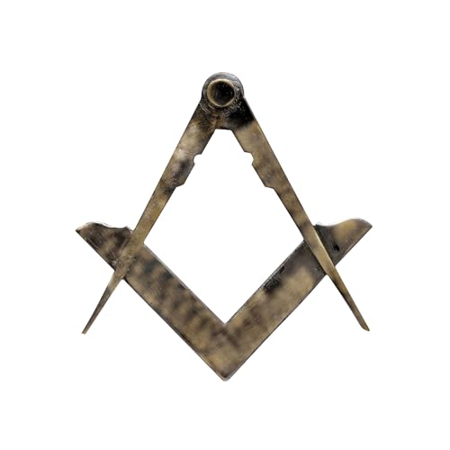 Master Masons Blue Lodge Tool Escuadra y Compás – Escuadra y Compás de Latón Puro con Acabado Antiguo - Set Decorativo Tradicional para Masones miniatura 1