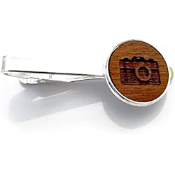 Clip de corbata para cámara, barra de corbata de madera, pin de clip de corchete para hombre