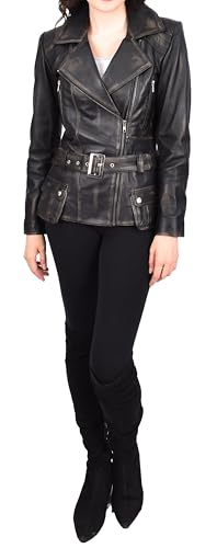 Veste en cuir de qualité supérieure Sandra coupe cintrée et zippée