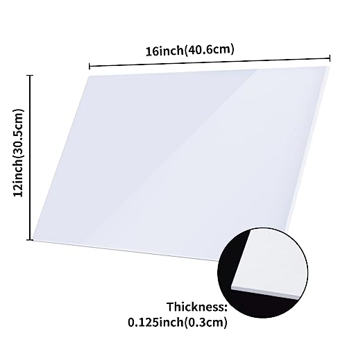 White Acrylic Sheets 12" x 16" x 1/8", 2 Pack Cranviech White Cast Plexiglass Sheet Glass Alternative for Sign DIY Display Projects Photo Frame Craft Handcraft Painting - Image 2