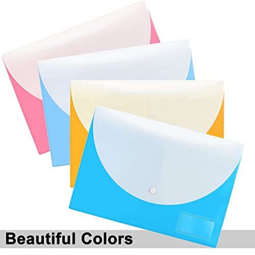 Image of Shuban 12 Pcs Double Pocket Document Folder Letter Fs Size File Envelopes with Label Pocket & Paste Button for School Office Organization(Deluxe), Multi