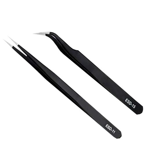 Set of 2 Curved Tweezers Anti-Static Narrow Tick Tweezer Geocaching Tool